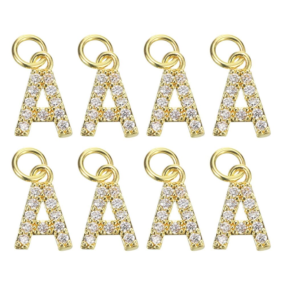 9400 Rhinestone Letter Charm, 8pcs 3.2mm Copper A Letter Charm Alphabet